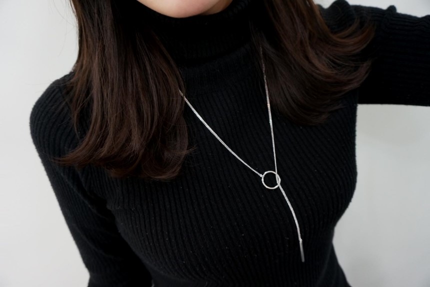 Modern ring necklace Rose gold &amp silver finishe