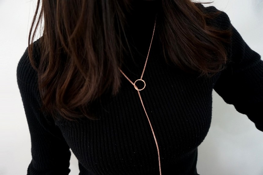 Modern ring necklace Rose gold &amp silver finishe