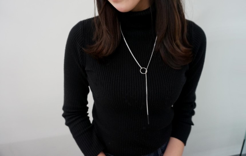 Modern ring necklace Rose gold &amp silver finishe