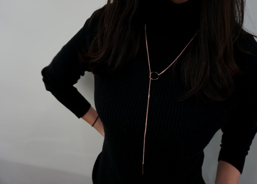 Modern ring necklace Rose gold &amp silver finishe