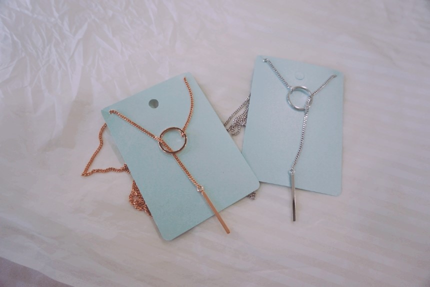 Modern ring necklace Rose gold &amp silver finishe