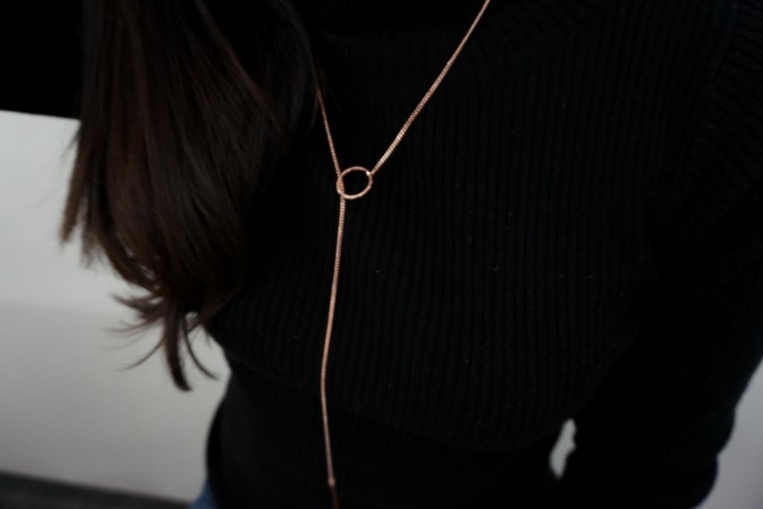 Modern ring necklace Rose gold &amp silver finishe