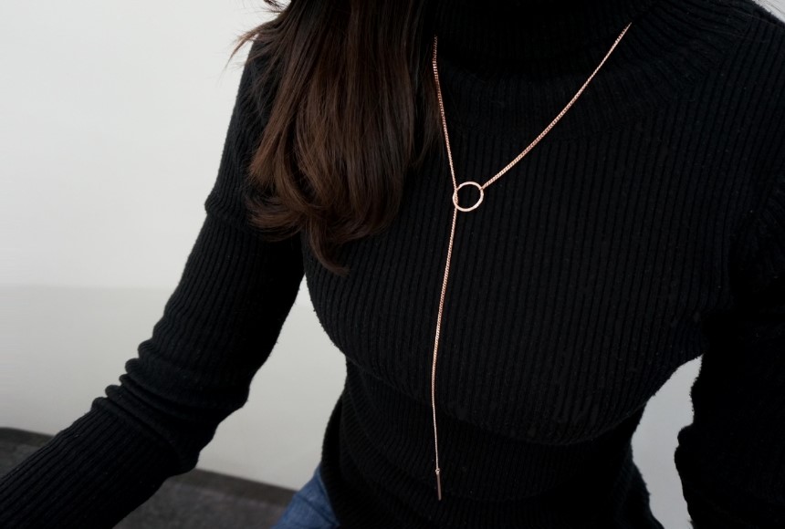 Modern ring necklace Rose gold &amp silver finishe