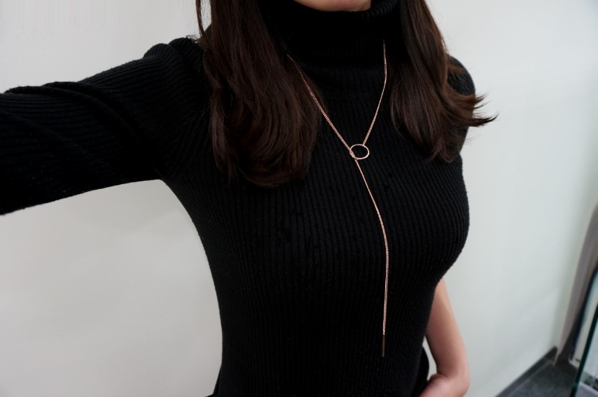 Modern ring necklace Rose gold &amp silver finishe