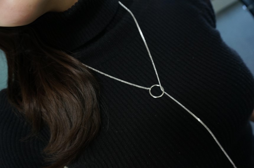 Modern ring necklace Rose gold &amp silver finishe