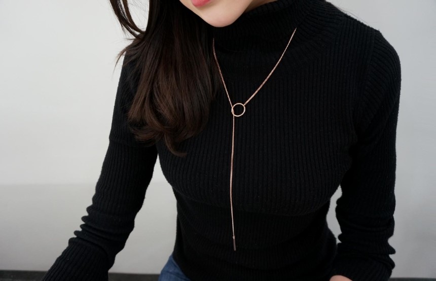 Modern ring necklace Rose gold &amp silver finishe