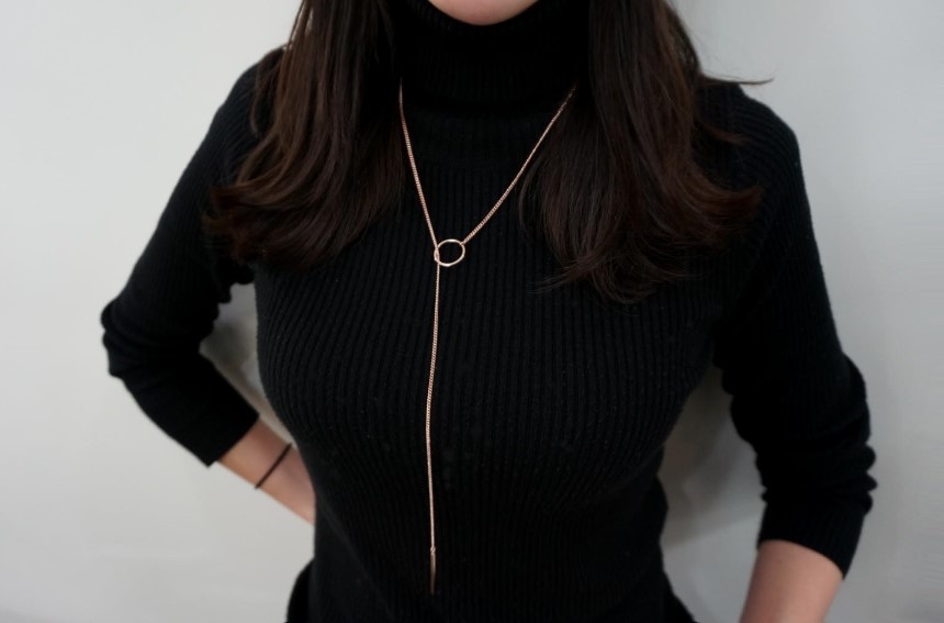 Modern ring necklace Rose gold &amp silver finishe