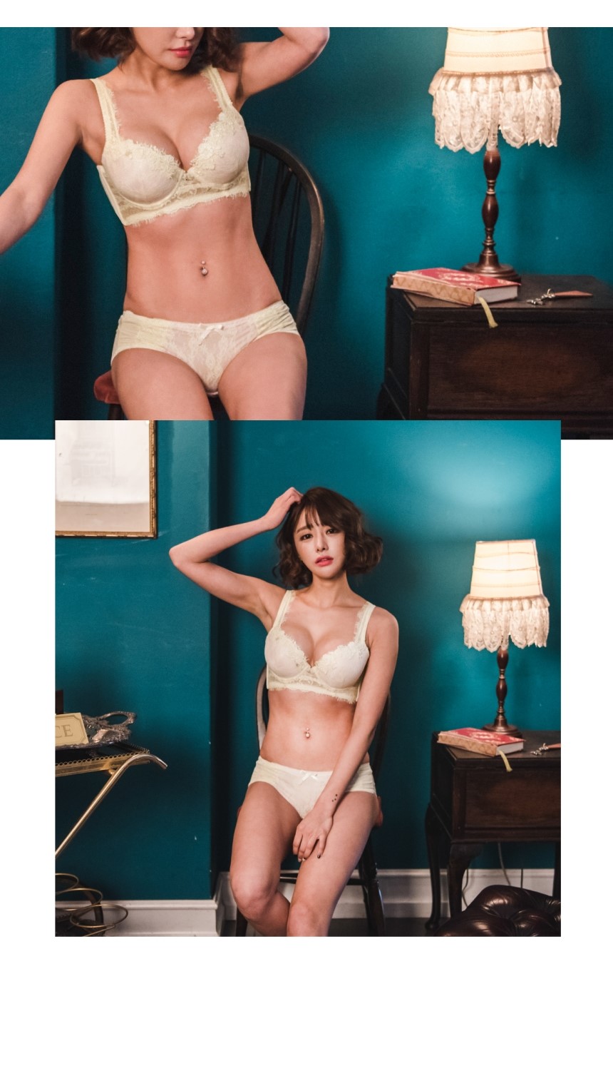 3CM full cup volume up lace low center bra pantie 