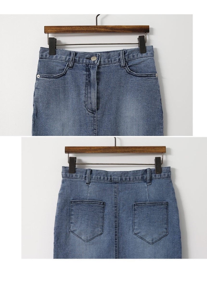 Denim Skirt Sail Wave Span H Line Lacquer Mini Den