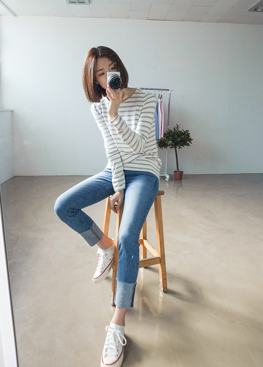 Basic Striped T-shirt 4 Color Petit Girl Tigari T-