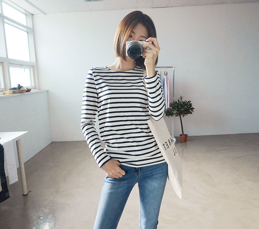 Basic Striped T-shirt 4 Color Petit Girl Tigari T-