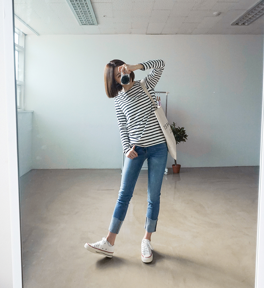 Basic Striped T-shirt 4 Color Petit Girl Tigari T-