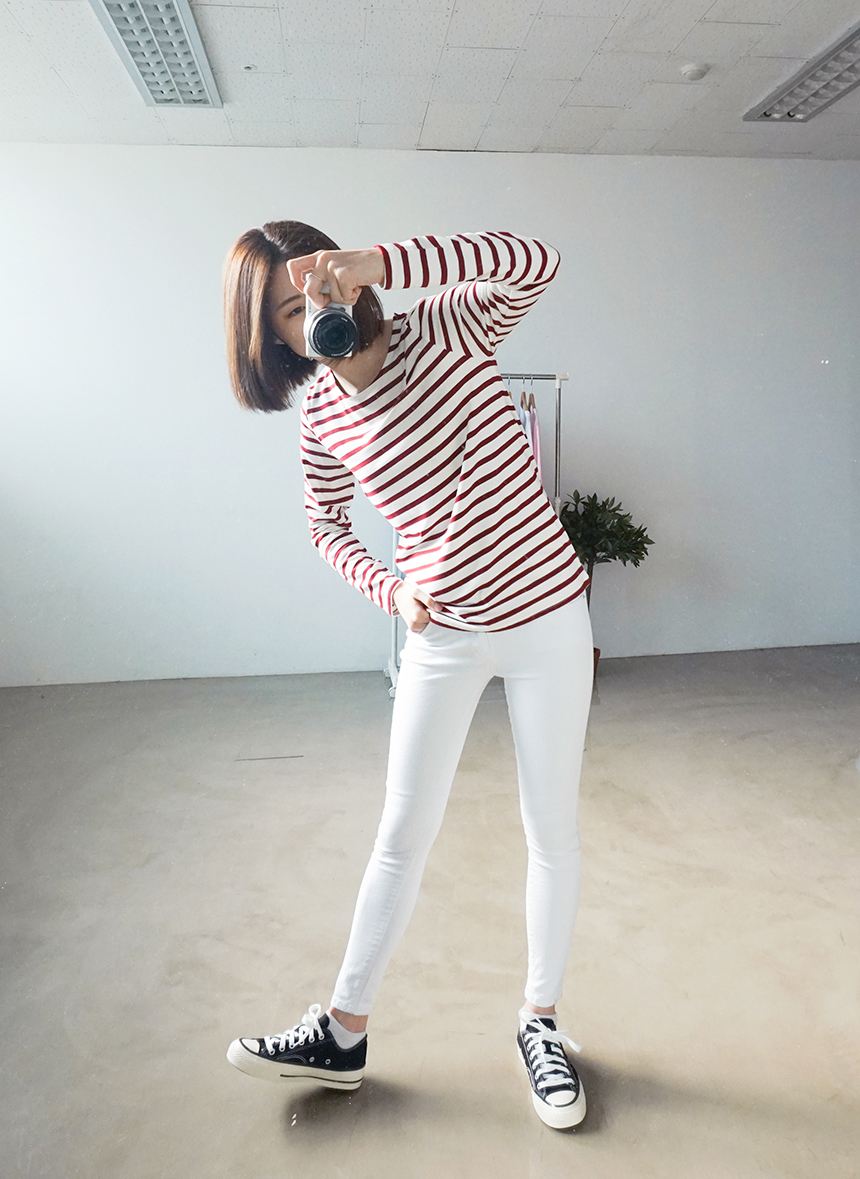Basic Striped T-shirt 4 Color Petit Girl Tigari T-