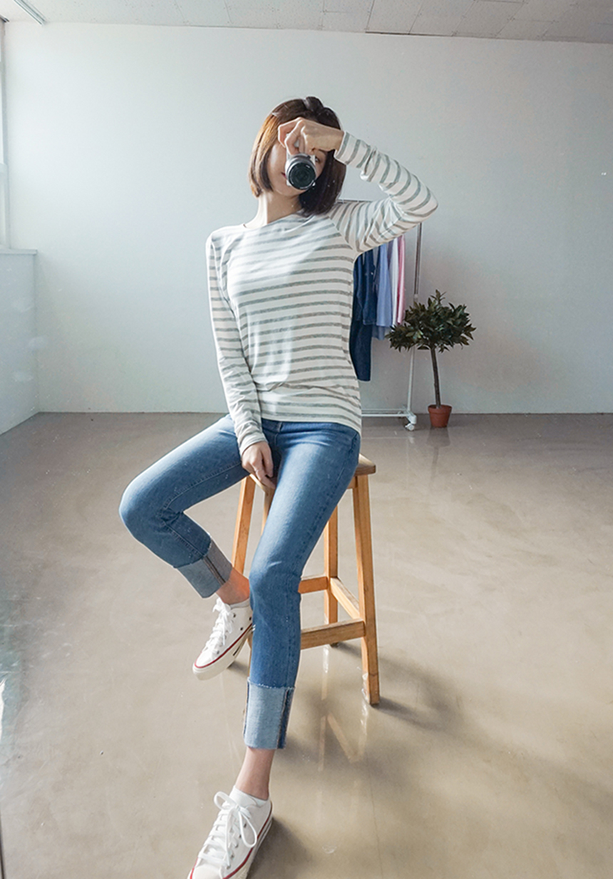 Basic Striped T-shirt 4 Color Petit Girl Tigari T-