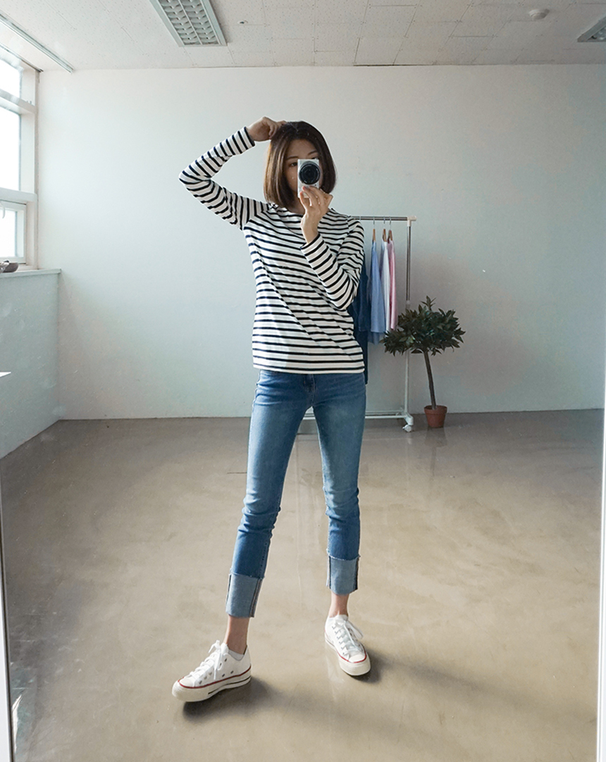Basic Striped T-shirt 4 Color Petit Girl Tigari T-