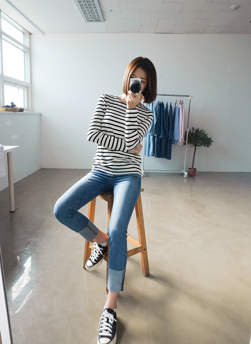 Basic Striped T-shirt 4 Color Petit Girl Tigari T-
