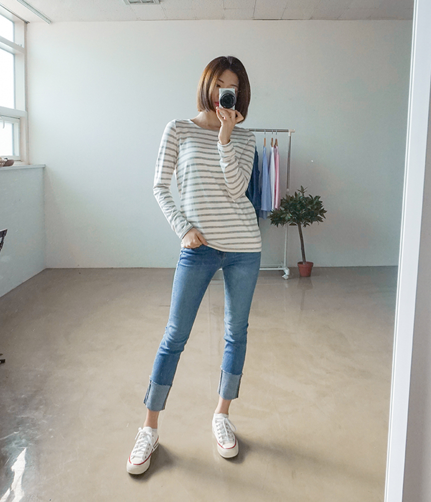 Basic Striped T-shirt 4 Color Petit Girl Tigari T-