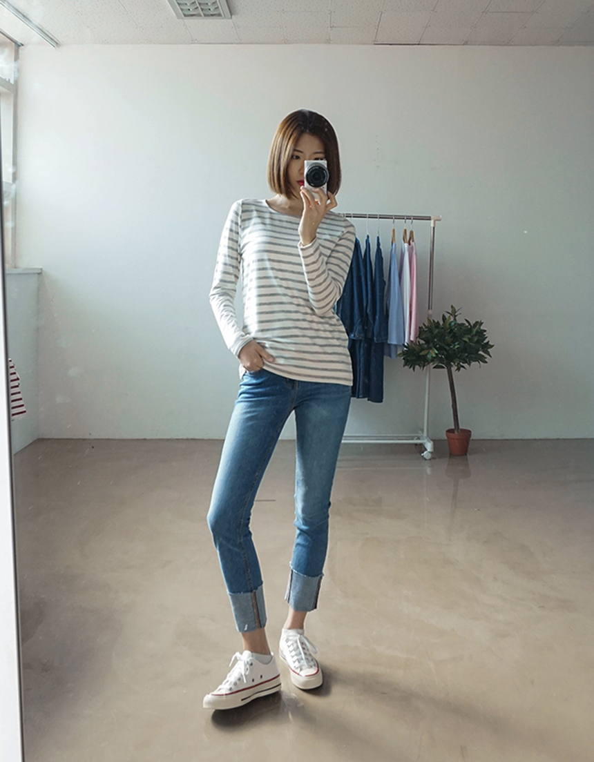 Basic Striped T-shirt 4 Color Petit Girl Tigari T-