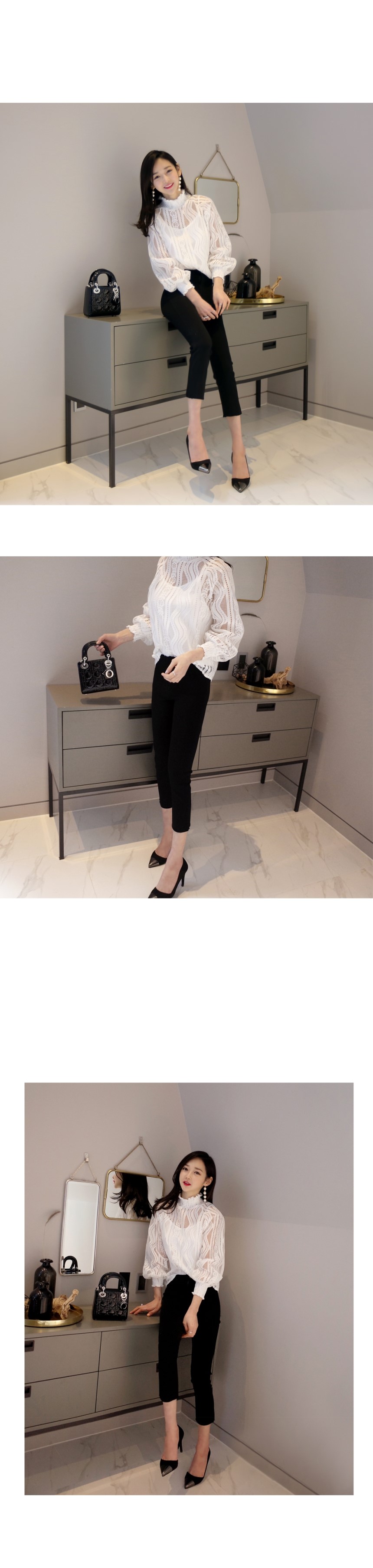 NEW FASHION LADY GIRL Blouse 원더풀 하이넥블라우스SET