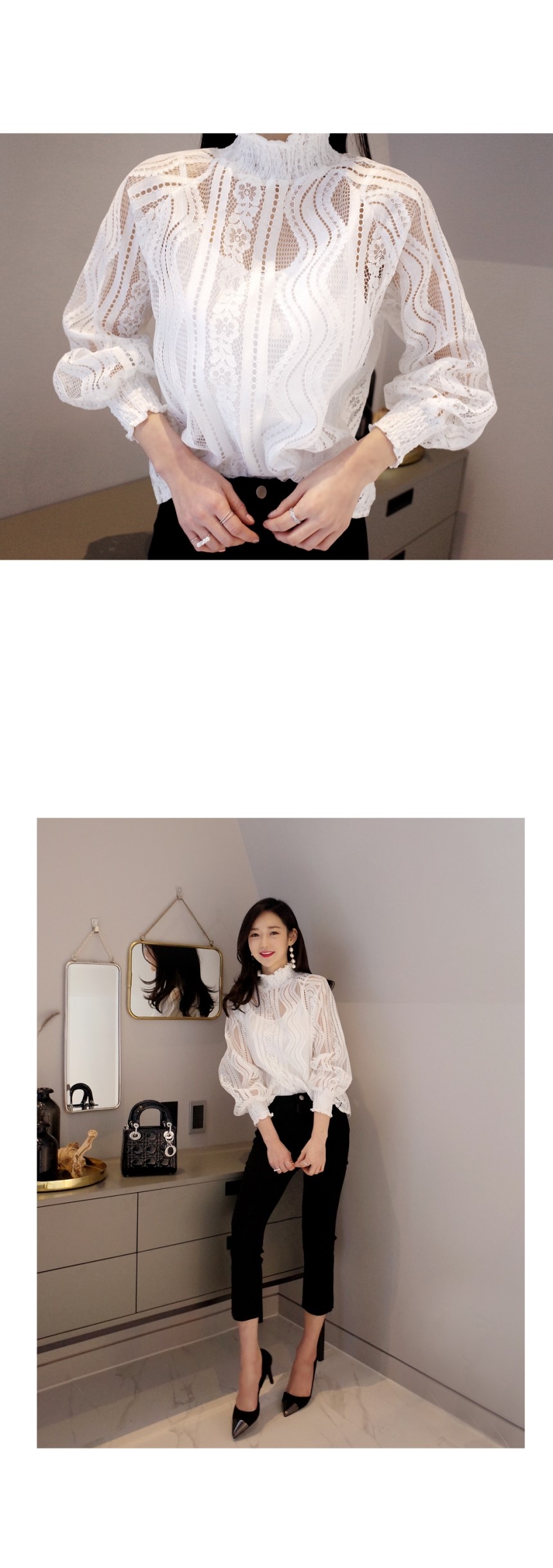 NEW FASHION LADY GIRL Blouse 원더풀 하이넥블라우스SET