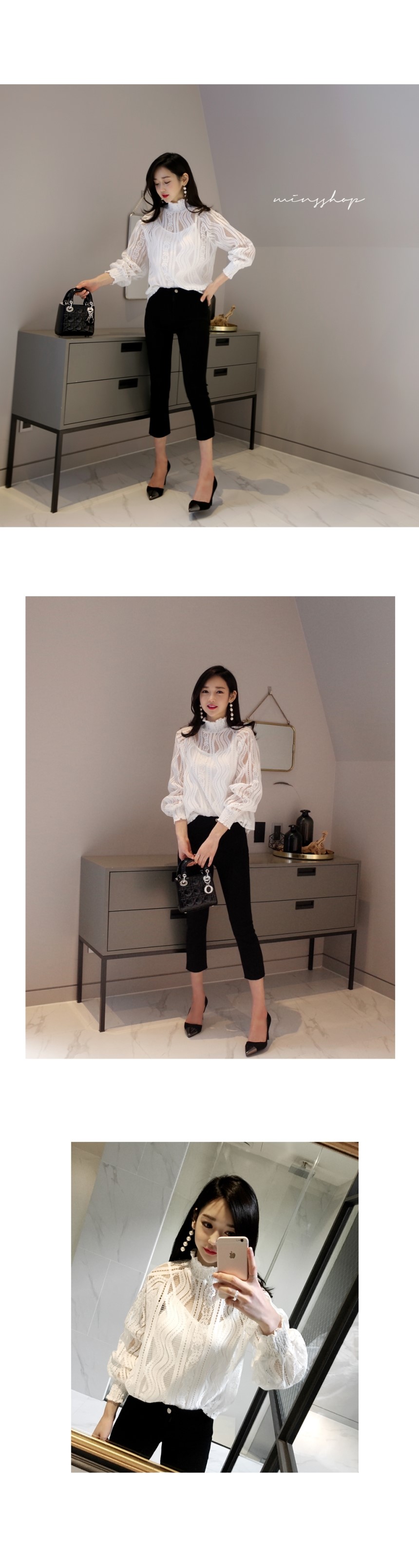 NEW FASHION LADY GIRL Blouse 원더풀 하이넥블라우스SET