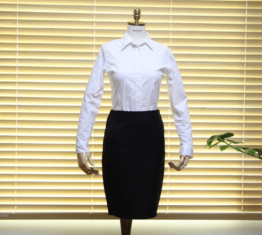 Women's white two-color shirt 44 Size 120 Basic