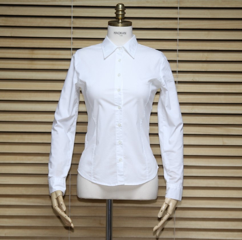 Women's white two-color shirt 44 Size 120 Basic
