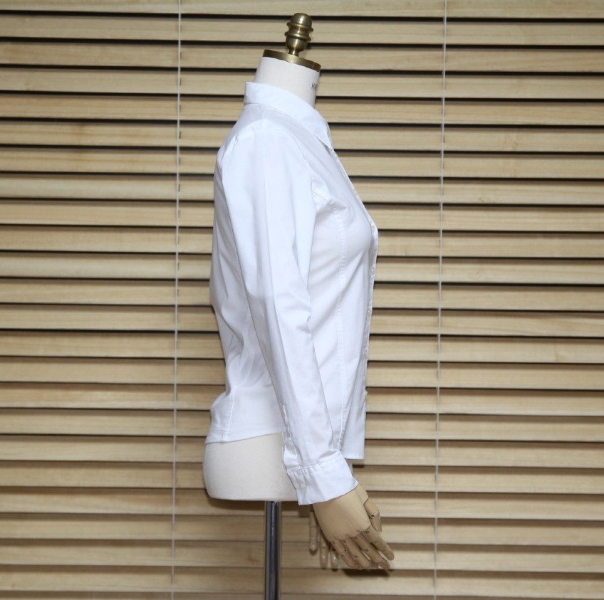 Women's white two-color shirt 44 Size 120 Basic