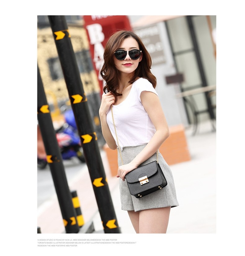 New Gold Buckle Chain Mini Cross Back White Women 