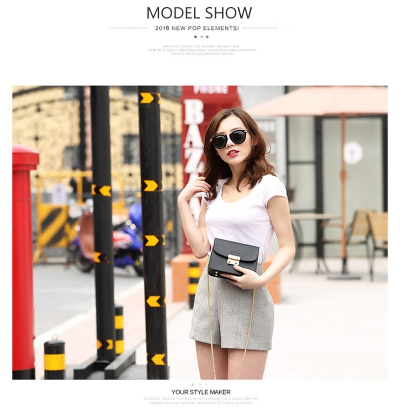 New Gold Buckle Chain Mini Cross Back White Women 