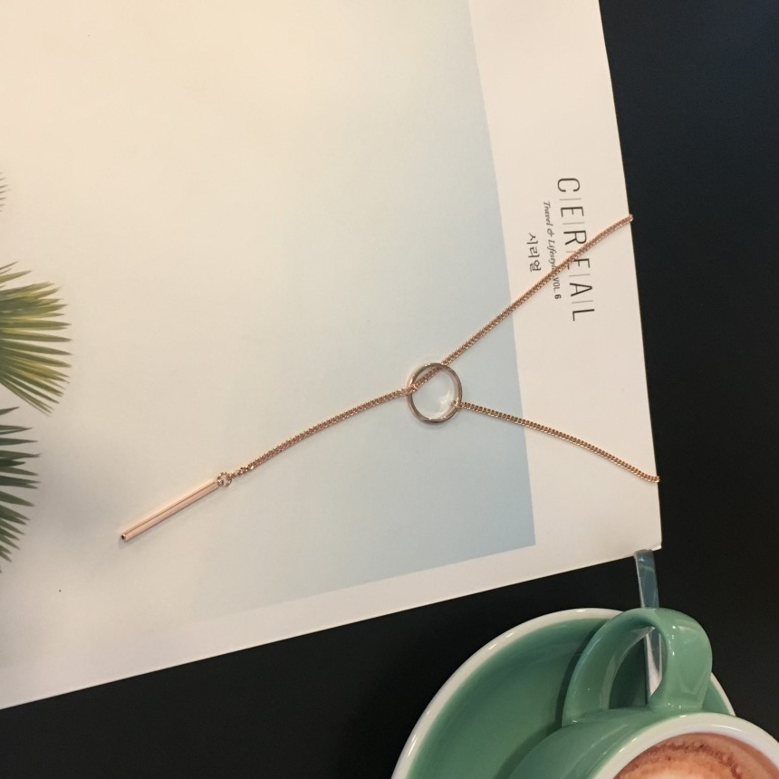 Modern ring necklace Rose gold &amp silver finishe