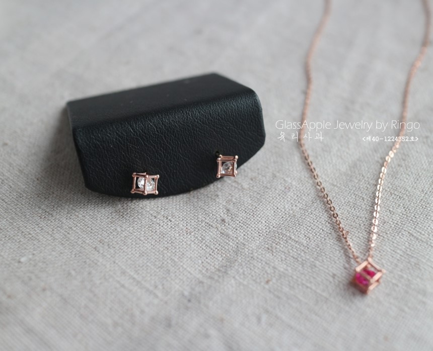 Cubes Birthstone Necklace Earrings 14k Gold