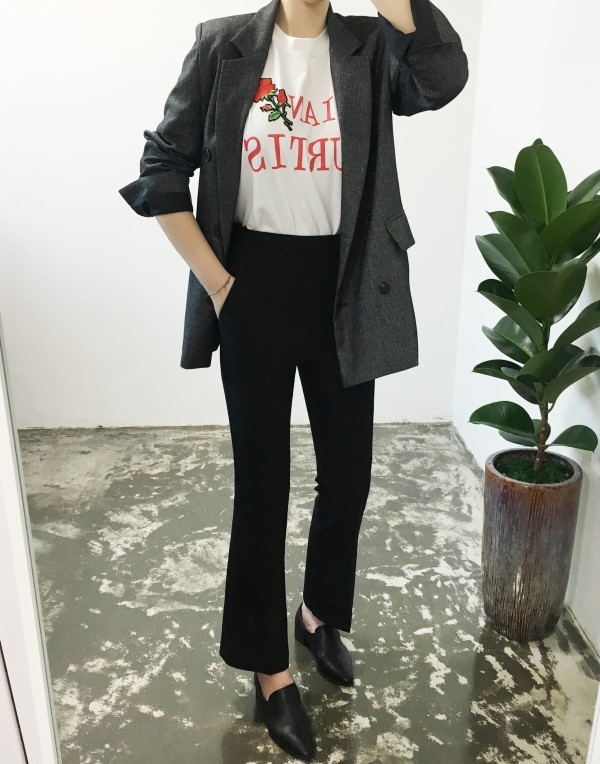 New Women's Pants Slim Fit Semi-Boot Cut Slacks