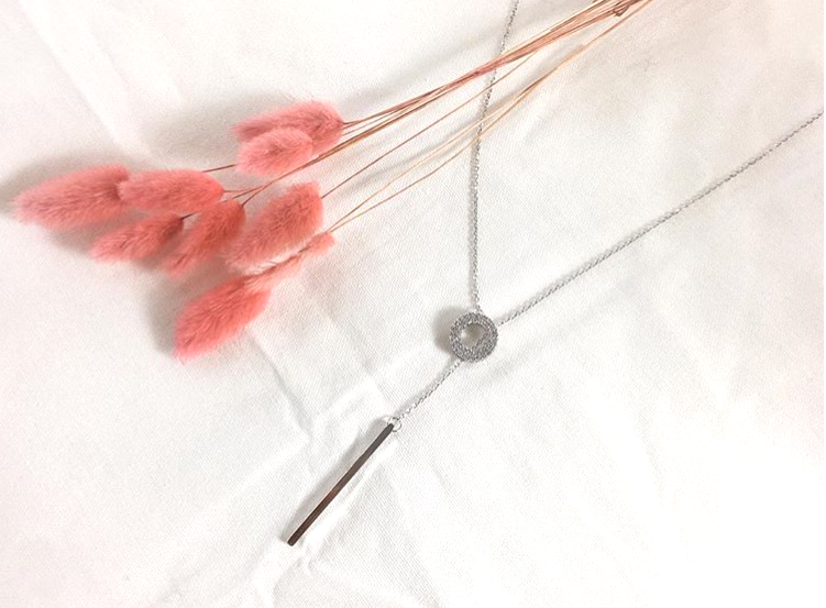 Cubic Circle Necklace Long Necklace Layered Silver