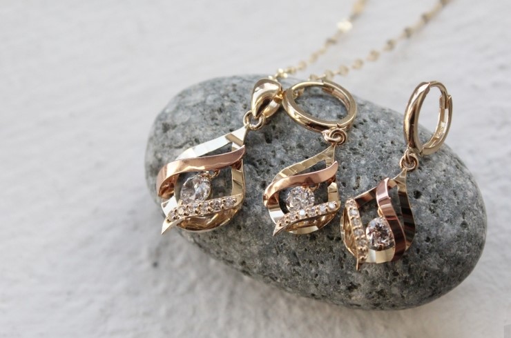 14K 18K Wave Water Drop Necklace 14k Women 14k Cha