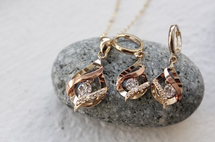 14K 18K Wave Water Drop Necklace 14k Women 14k Cha