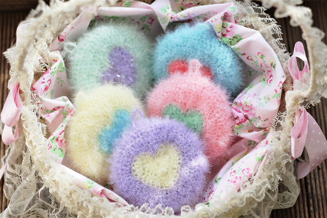 Scrubber Dish Washing Baby Heart Breadcrumbs Set 5