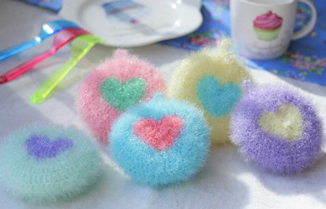 Scrubber Dish Washing Baby Heart Breadcrumbs Set 5
