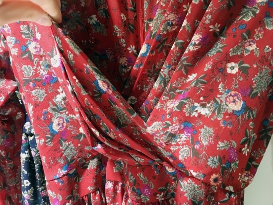 New Women Dress V Neck Flower Chiffon One Piece Fr