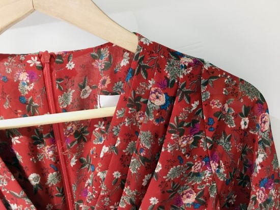 New Women Dress V Neck Flower Chiffon One Piece Fr