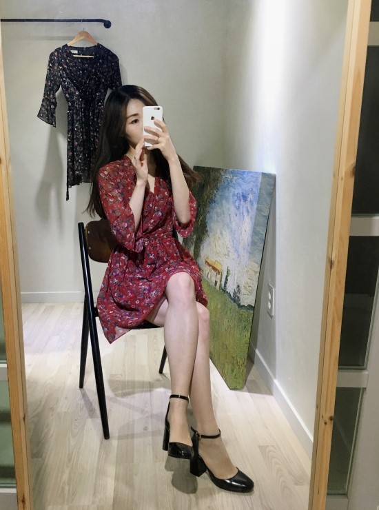 New Women Dress V Neck Flower Chiffon One Piece Fr