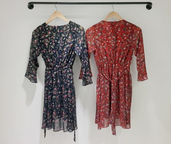 New Women Dress V Neck Flower Chiffon One Piece Fr