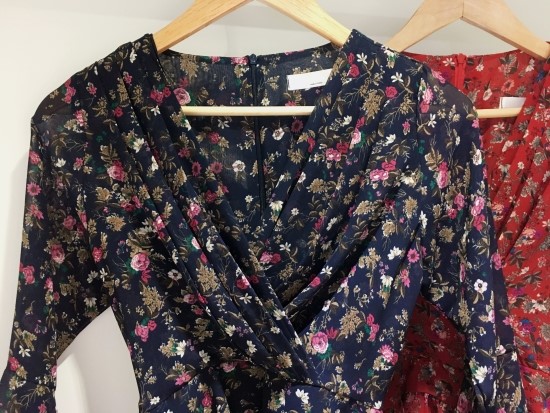 New Women Dress V Neck Flower Chiffon One Piece Fr