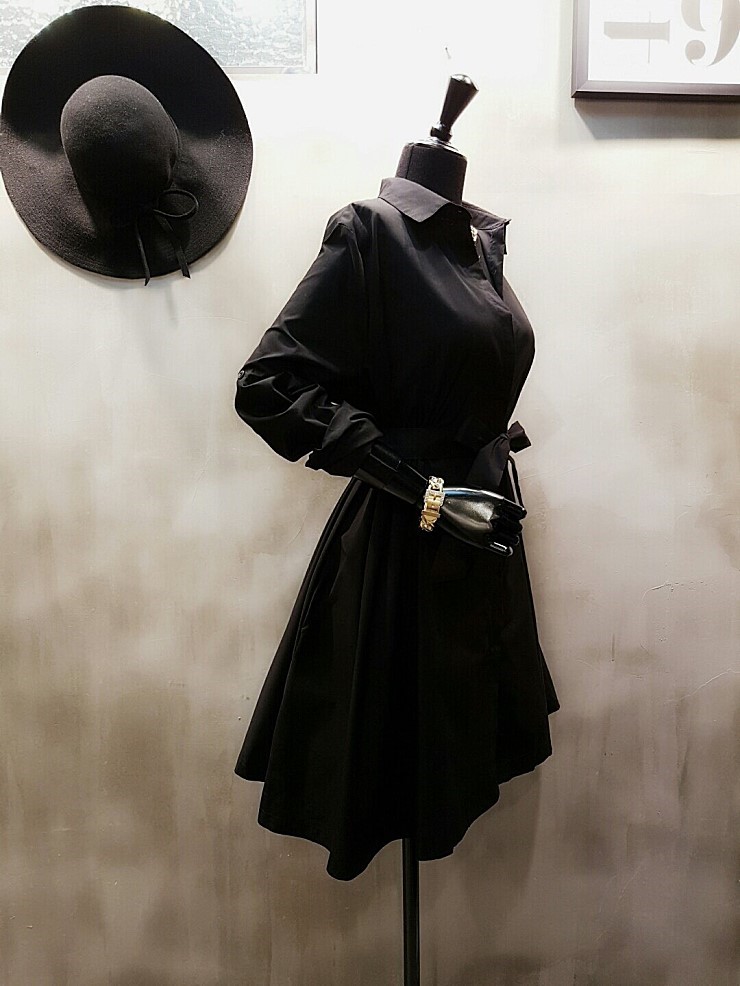 New Flare Shirt Dress ribbon stripe belt