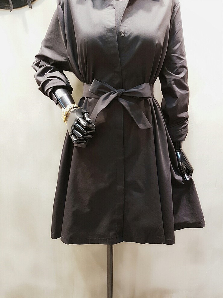 New Flare Shirt Dress ribbon stripe belt