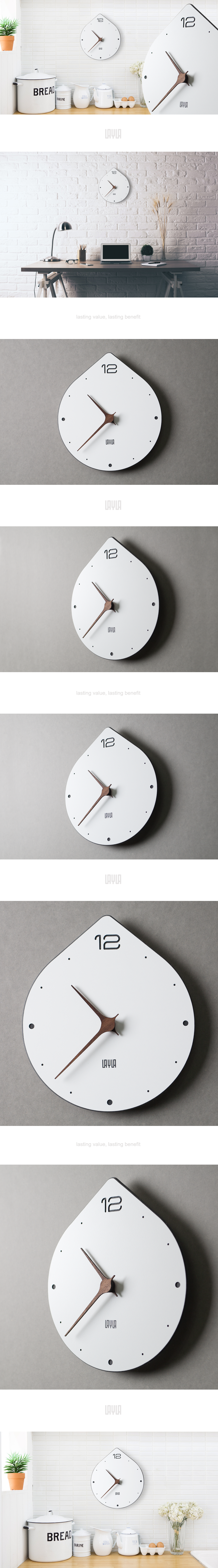 Housewarming Interior Walnut Waterdrop Wall Clock 