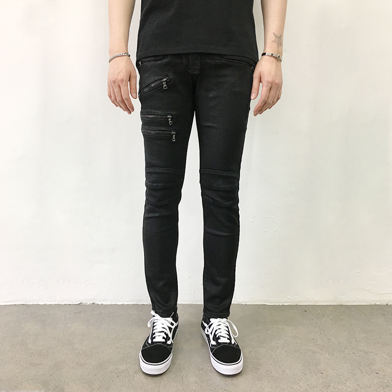 Korea Jeans Pants Zeng Da Shap Men's Zipper Bla