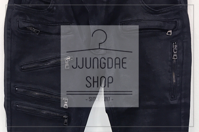 Korea Jeans Pants Zeng Da Shap Men's Zipper Bla