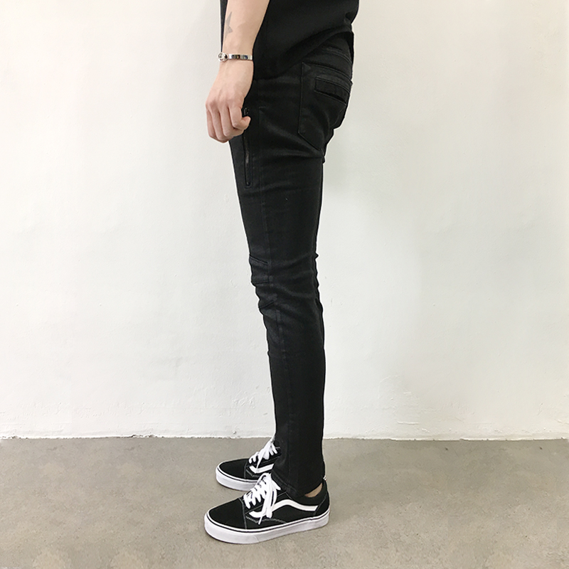 Korea Jeans Pants Zeng Da Shap Men's Zipper Bla