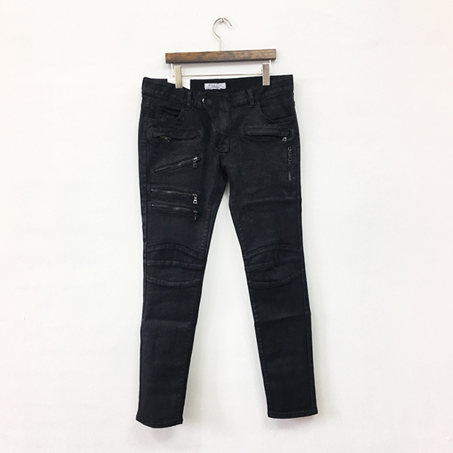 Korea Jeans Pants Zeng Da Shap Men's Zipper Bla